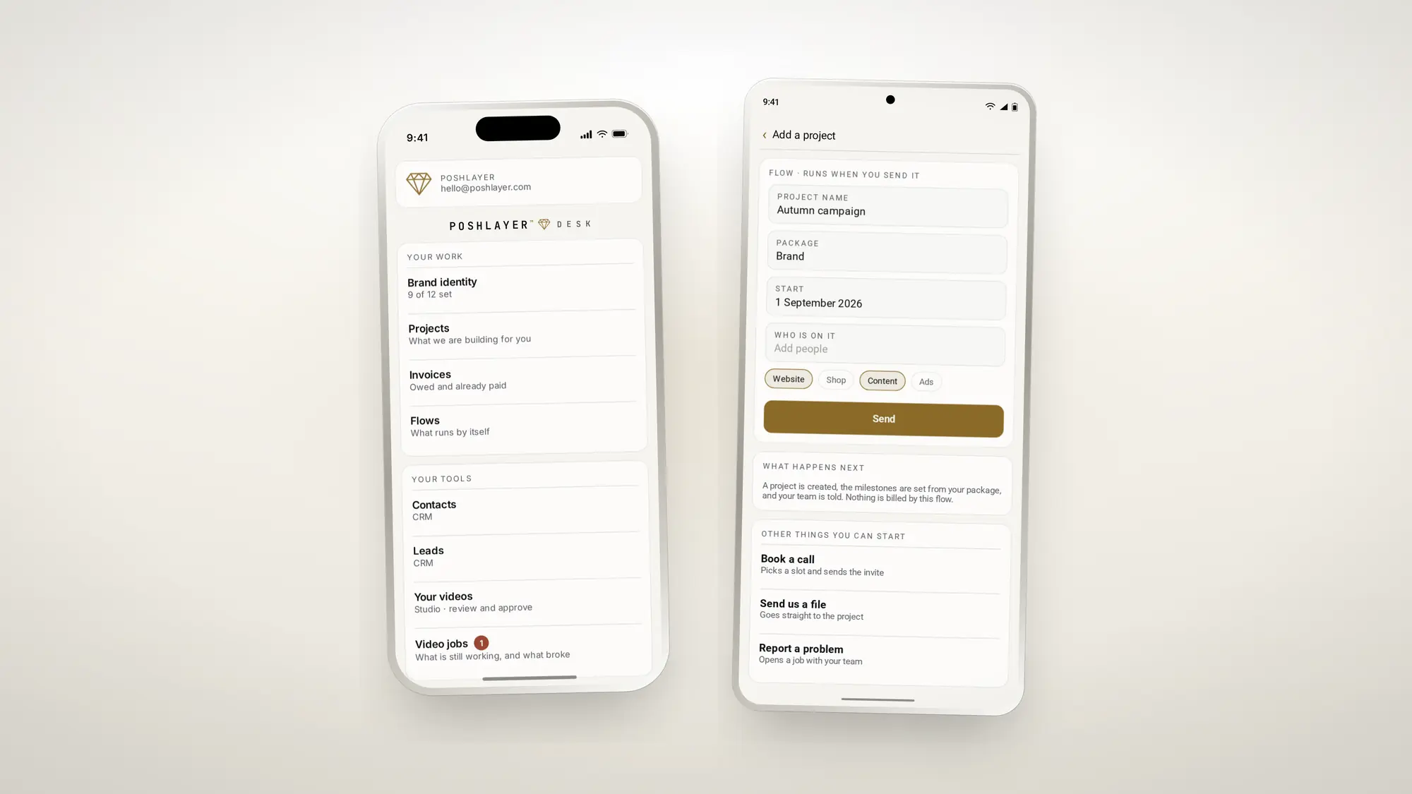 The same two phones in the light theme.