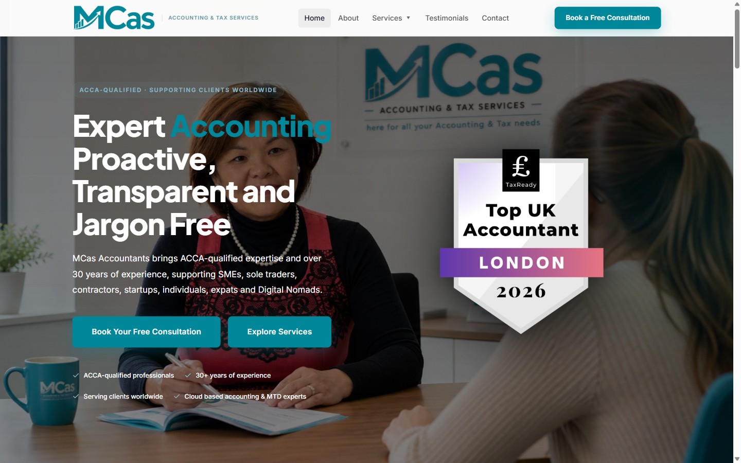 MCas Accountants homepage — Expert Accounting, Proactive, Transparent and Jargon Free